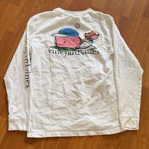 Boys size Youth Large (16) Vineyard Vines Baseball White Long Sleeve Tee